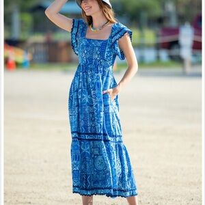 Olivia James The Label Brooke Dress in Native Dusk Blue S